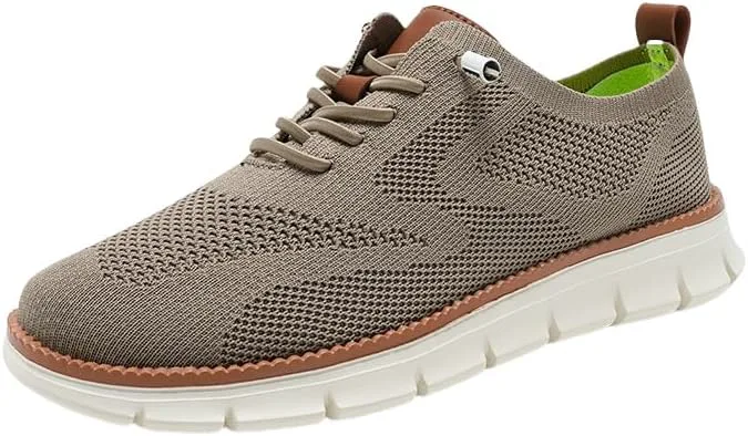 Мужские повседневные туфли Oxfords, деловые сетчатые туфли для ходьбы, модные удобные кроссовки для тенниса и прогулок, шнуровка, дышащие, легкие, с мягкой подошвой, для работы на улице, кроссовки Breeze XDFVC, хаки