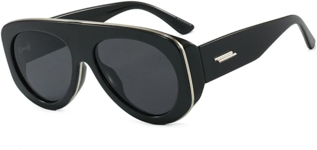 

Популярные модные солнцезащитные очки для женщин, конфетные оттенки, защита от УФ-излучения UV400, ретро-стиль, заклепки. Мужские модные очки большого размера TVTBBVV, Black Grey