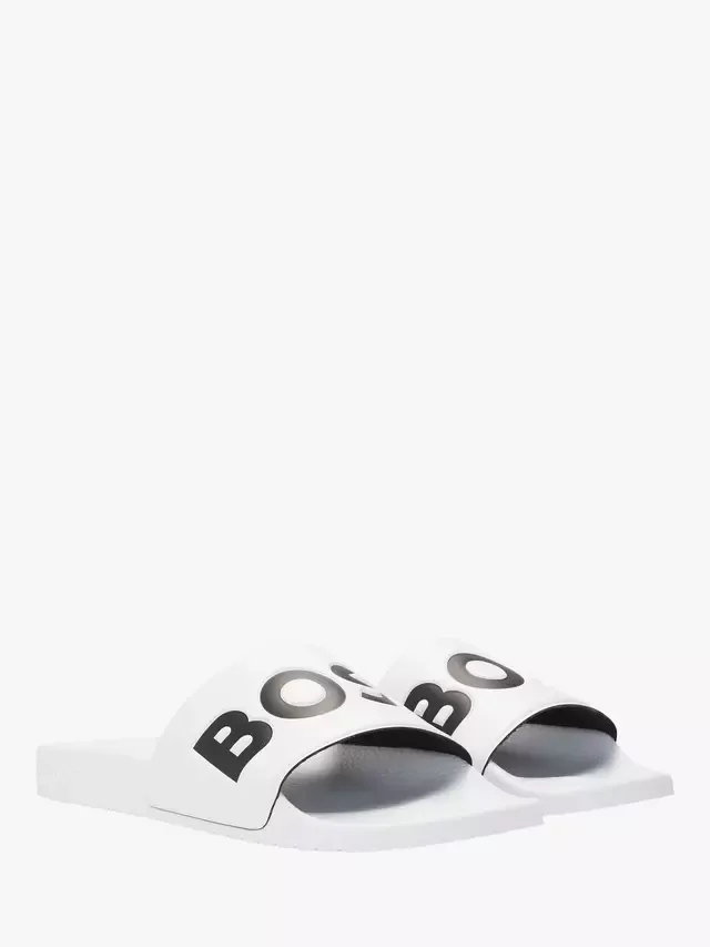 Сандалии-шлепанцы BOSS с большим логотипом, белые HUGO BOSS — фото 2