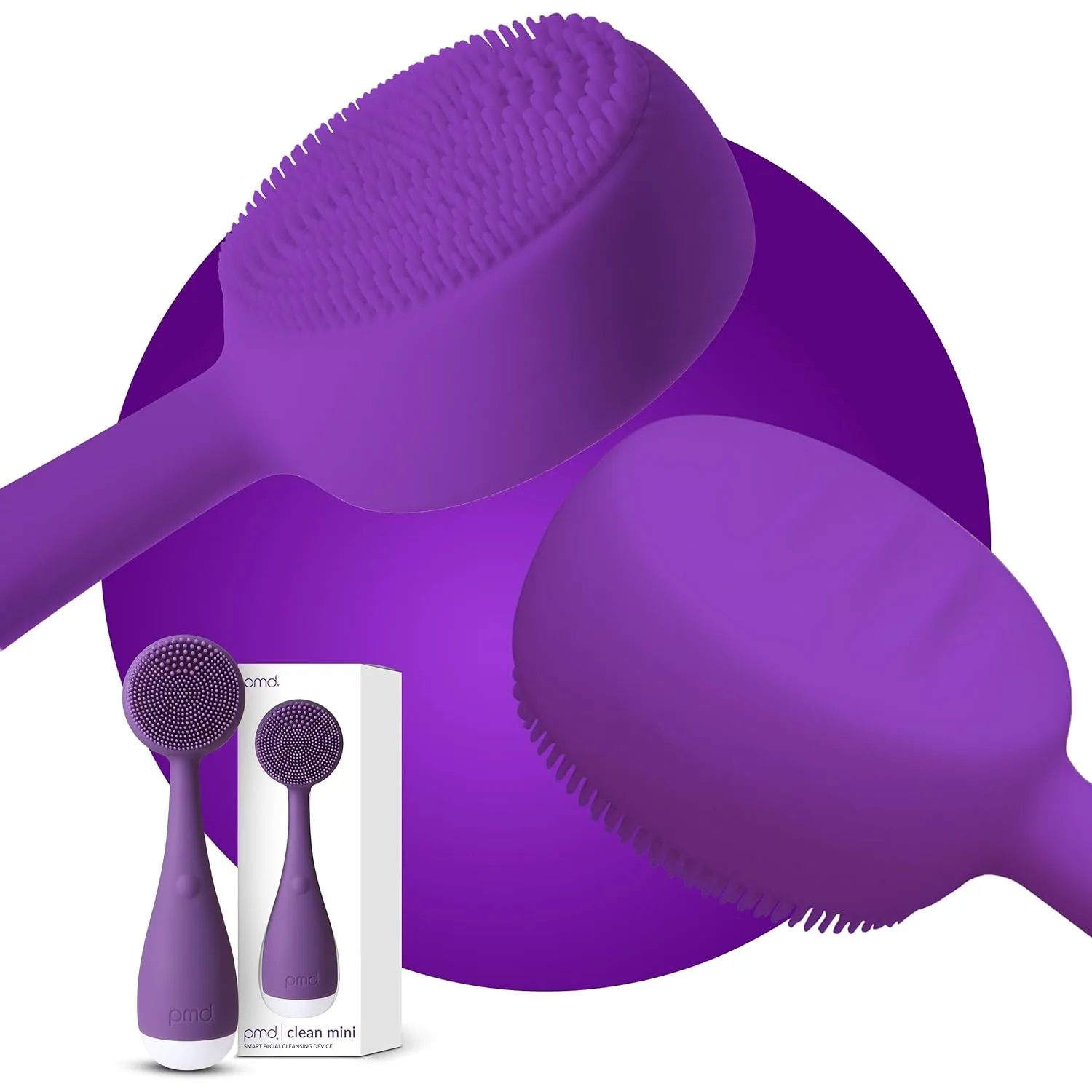PMD Clean Mini - Умное устройство для очищения лица с силиконовой щеткой и массажером против старения - Waterproof - технология вибрации SonicGlow - очищает поры и черные точки - подтягивает, укрепляет и тонизирует кожу Pmd Beauty, Purple