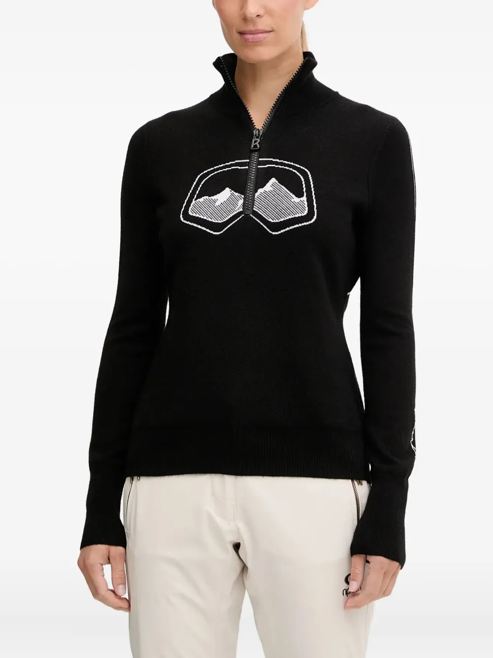 

Графичный трикотаж Azra с наполовину застёжкой-молнией Bogner Fire+Ice, черный