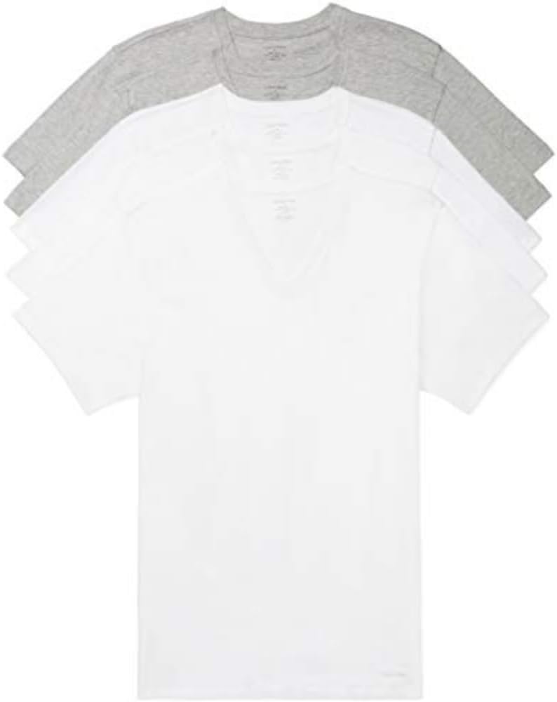 

Комплект из 5 мужских классических хлопковых маек Calvin Klein, 3 White, 2 Grey Heather V-Neck