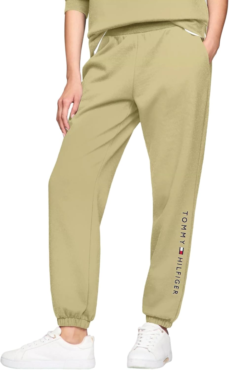 

Женские зауженные флисовые спортивные брюки-джоггеры Tommy Hilfiger, Faded Olive