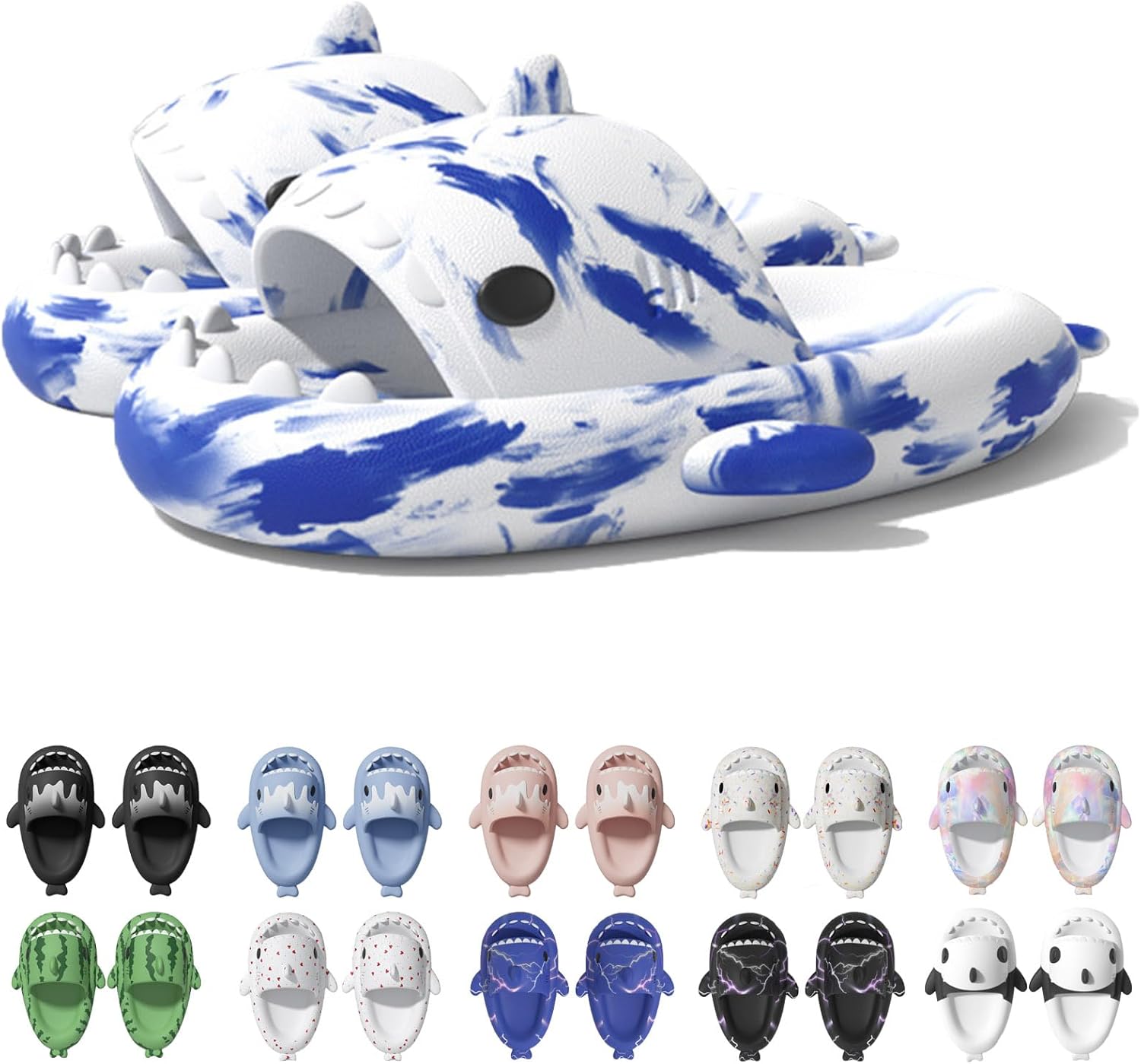 

Сланцы Jfxgjuv Ice Cream с акулой, сланцы с 3D забавными плавниками, унисекс сланцы с облаками и акулой, ЭВА сланцы с открытым носком для душа, бассейна, пляжа, синий