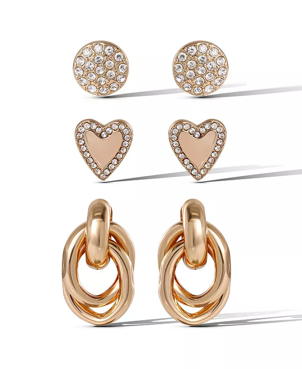 

Комплект серег-гвоздиков в форме сердца Jessica Simpson, gold/silver