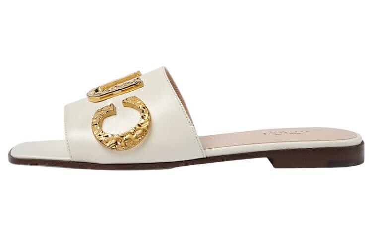 Шлепанцы женские Gucci с логотипом, белый