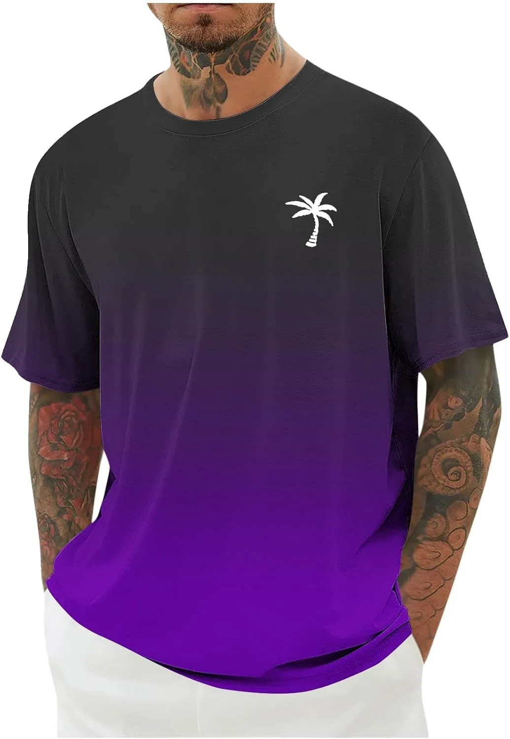 

Мужская футболка с коротким рукавом и круглым вырезом, свободного кроя, для тренировок QUNPIU