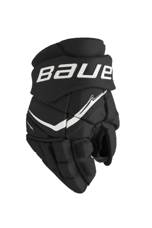 

BAUER Flypro Competition-Level защитные перчатки для хоккея с шайбой, нагрудник, налокотники, наколенники, 12 дюймов, черные, рост 150-165 см