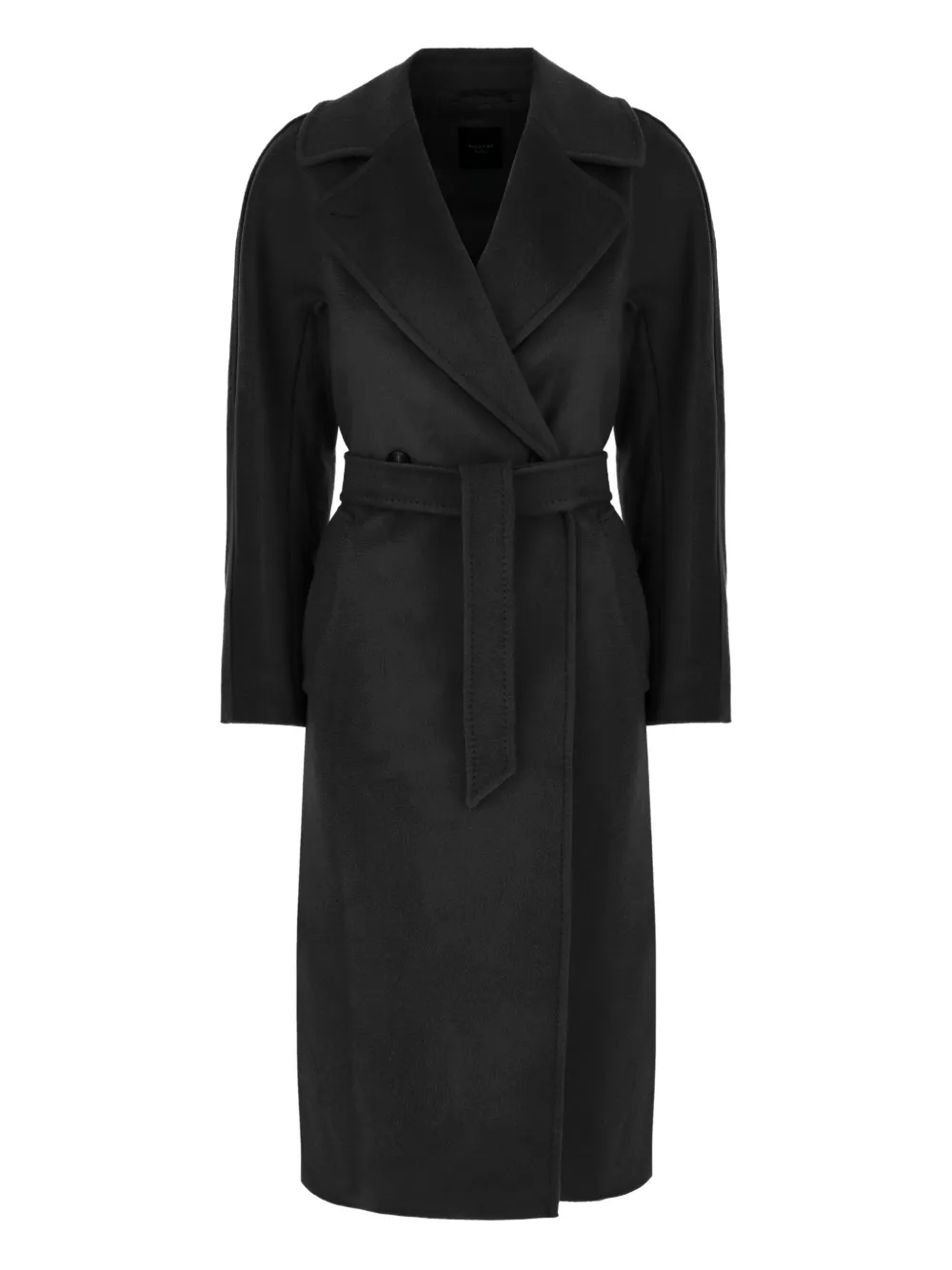 

Двубортное шерстяное пальто с поясом Weekend Max Mara, черный
