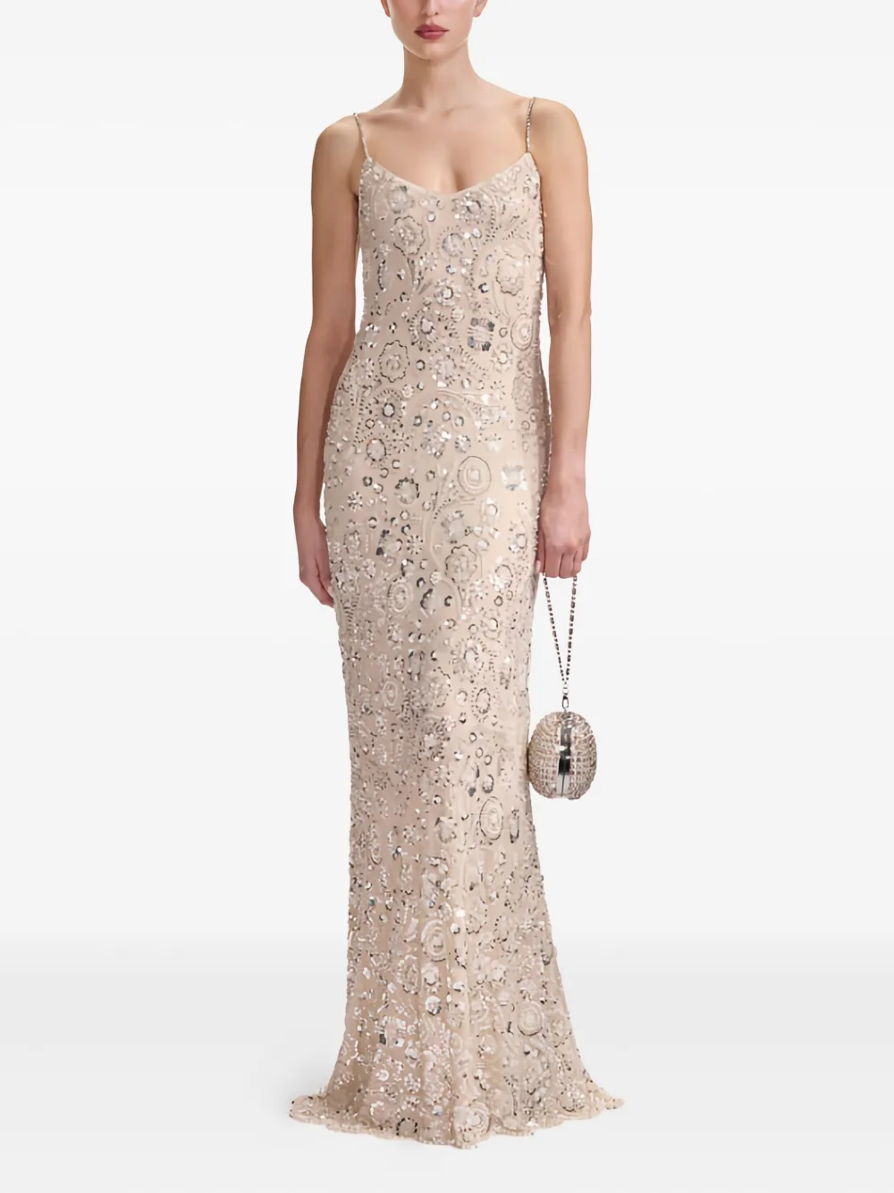 

Платье на тонких бретелях с пайетками Self-Portrait, белый