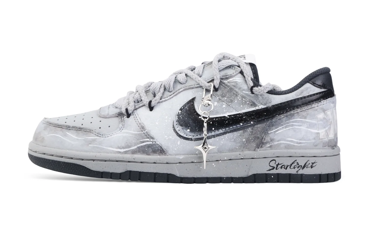 Nike Кроссовки для скейтбординга Big Drippy Star Era с амортизацией, износостойкие, противоскользящие, низкие, мужские, серо-черные — фото 3