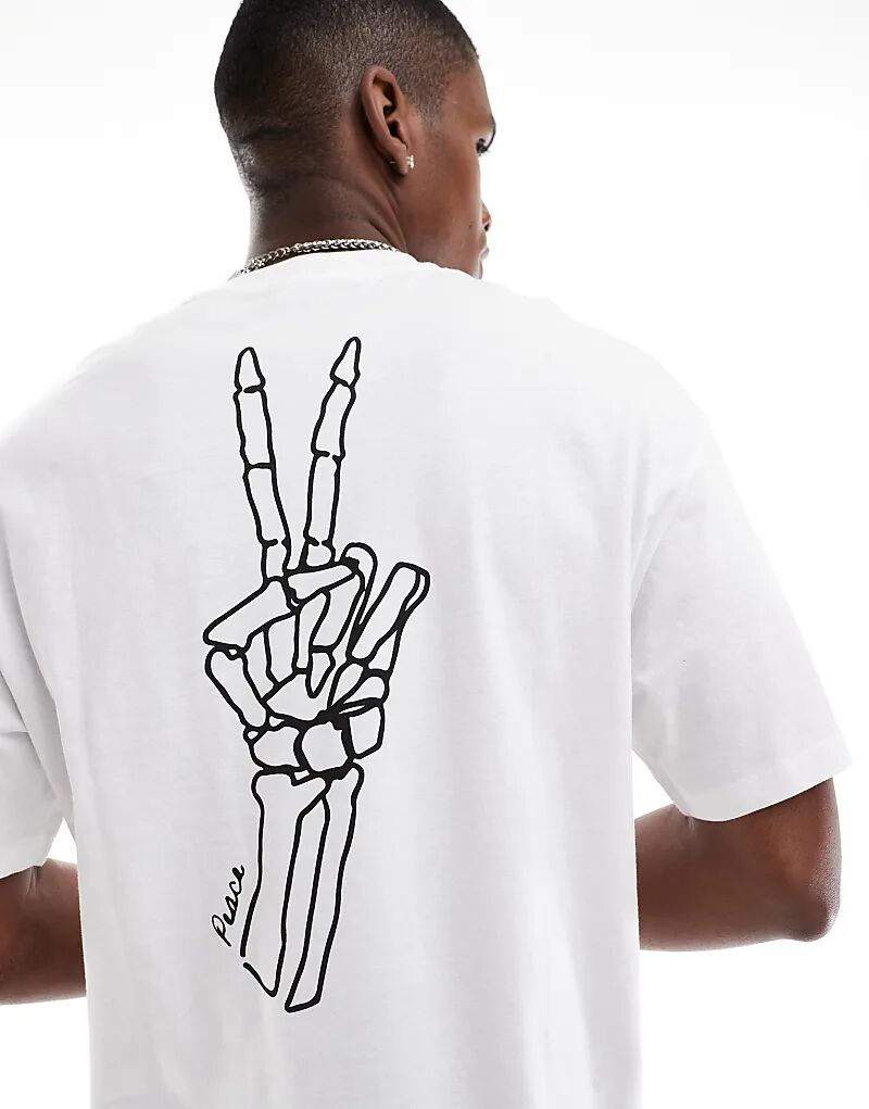 

Jack & Jones – Originals – Футболка oversize белого цвета с принтом Peace Back