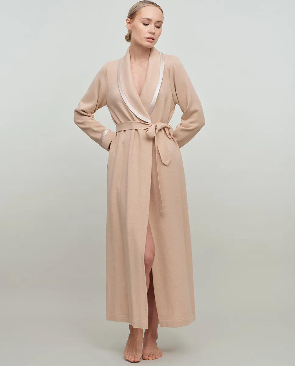 

Женский длинный вязаный халат Diseño2, цвет Camel