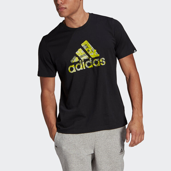 Футболка m bos brtp fll алфавит логотип круглый вырез спортивные короткий рукав Adidas, черный — фото 2