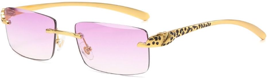 

MUTYNE Роскошные квадратные солнцезащитные очки без оправы для женщин и мужчин, модные солнцезащитные очки с леопардовым принтом, винтажные женские металлические очки, Purple