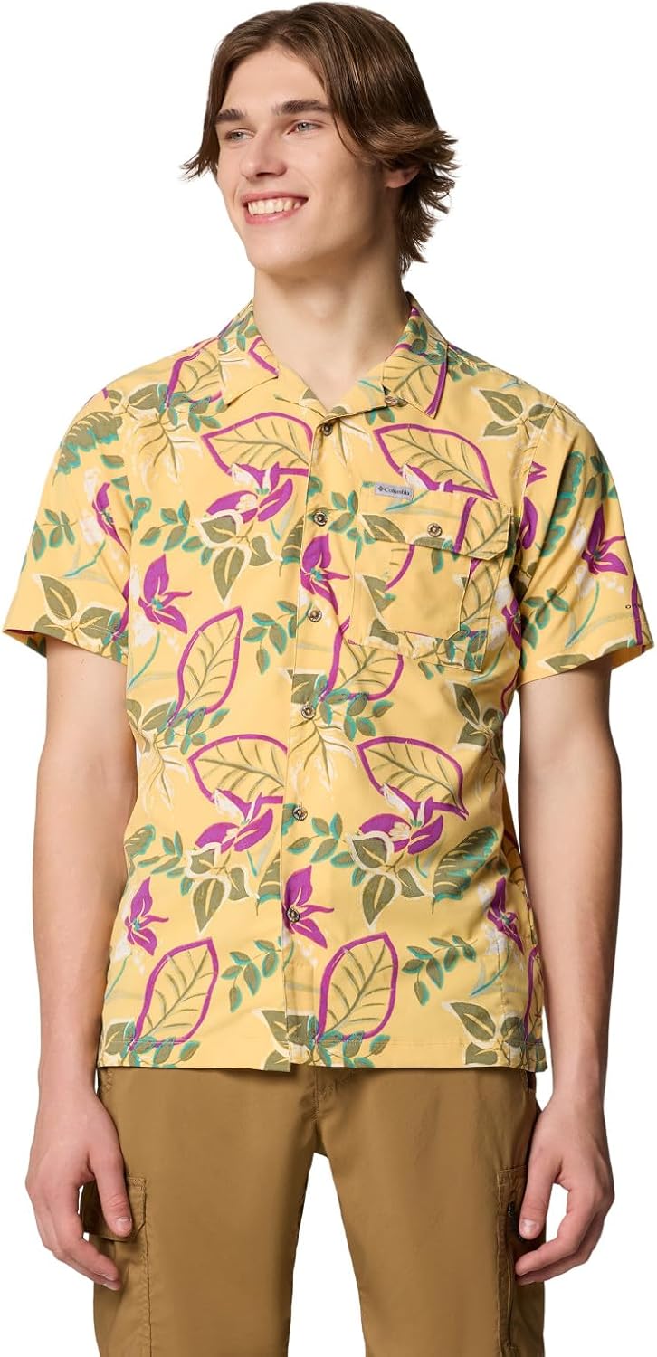 

Columbia мужская рубашка Tech Trail Utility Printed Woven с коротким рукавом, Sand Dune Pasteled