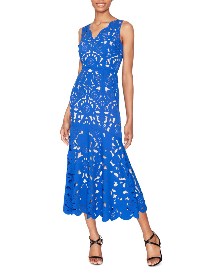 

Женское миди-платье без рукавов с лазерной перфорацией WHITE TIE by Shani, Cobalt Blue