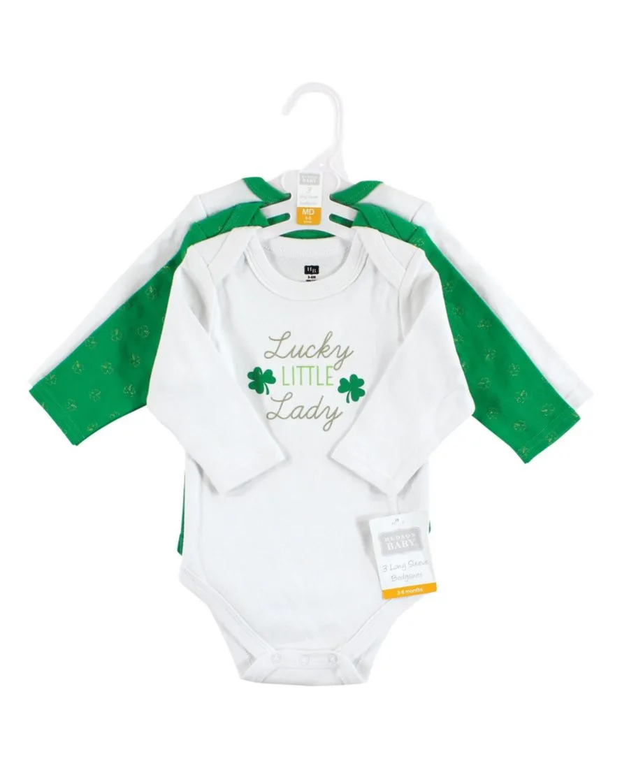 Hudson Baby Хлопковые боди с длинными рукавами, комплект из 3 штук, с принтом цвета корицы — фото 2