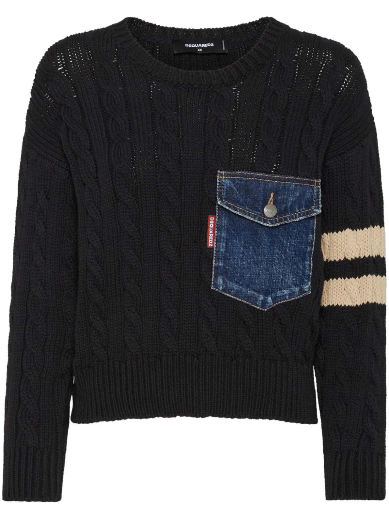 

DSQUARED2 джемпер фактурной вязки с карманом, черный