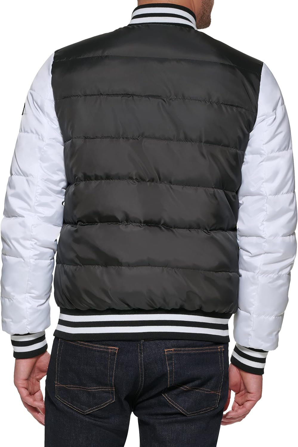 Мужская стеганая куртка-бомбер Tommy Hilfiger Mens Varsity, Black/White — фото 4