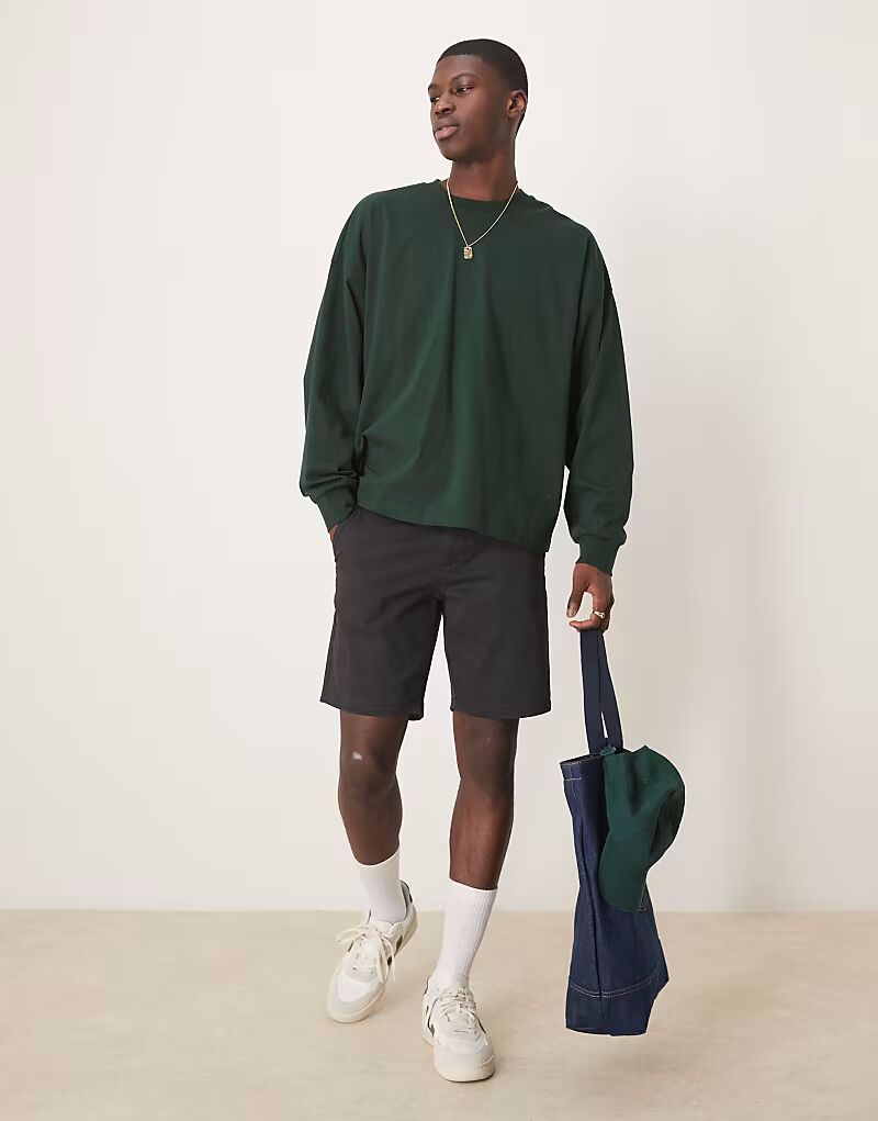 

Узкие шорты чинос стандартной длины ASOS DESIGN черного цвета