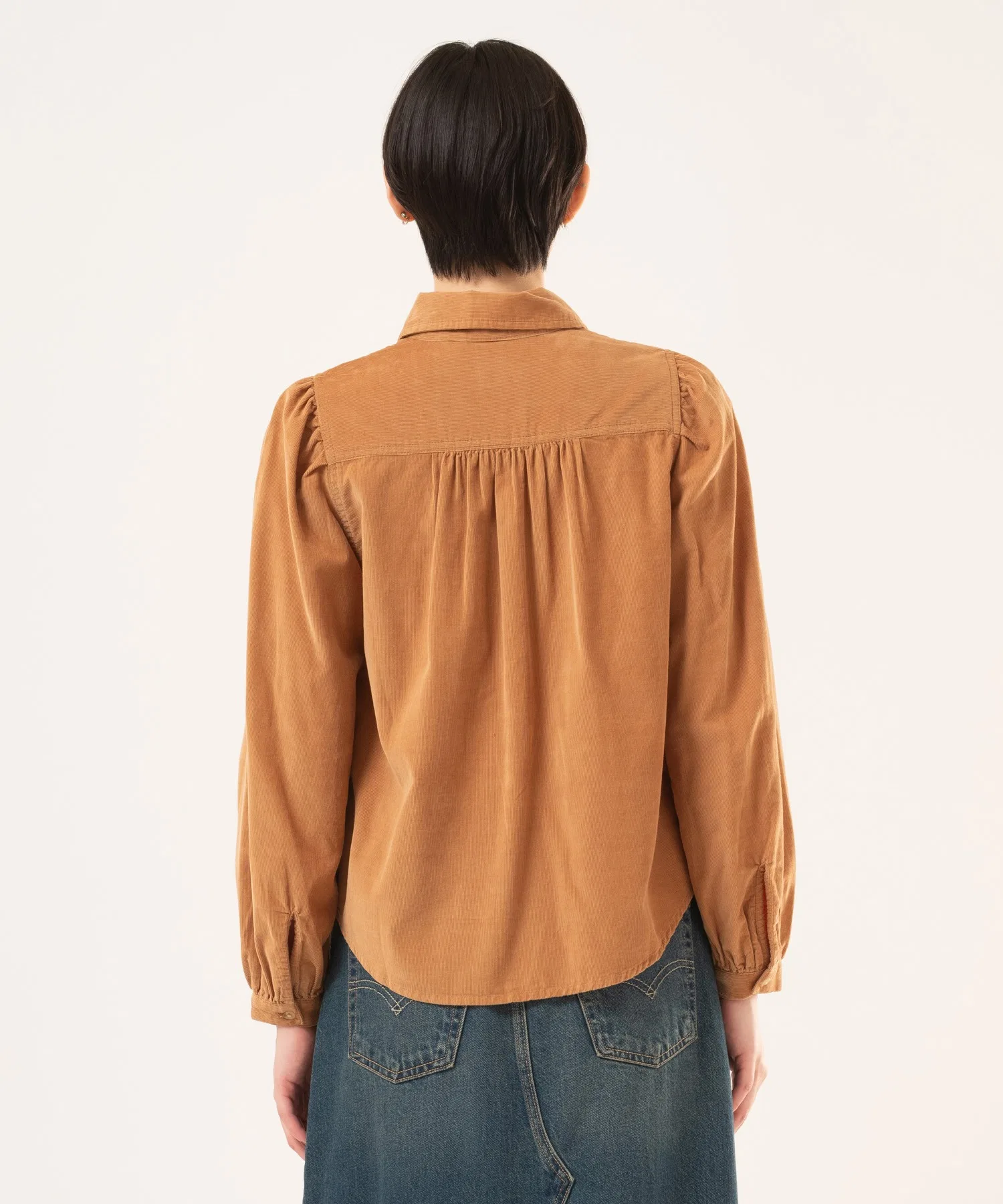 Женская вельветовая рубашка Levi's с длинным рукавом оранжевая — фото 3