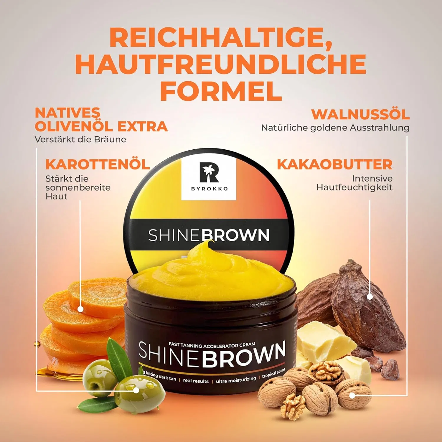 Крем для загара Byrokko Shine Brown Premium Tan Acceleration Cream, 210 мл Byrokko — фото 3