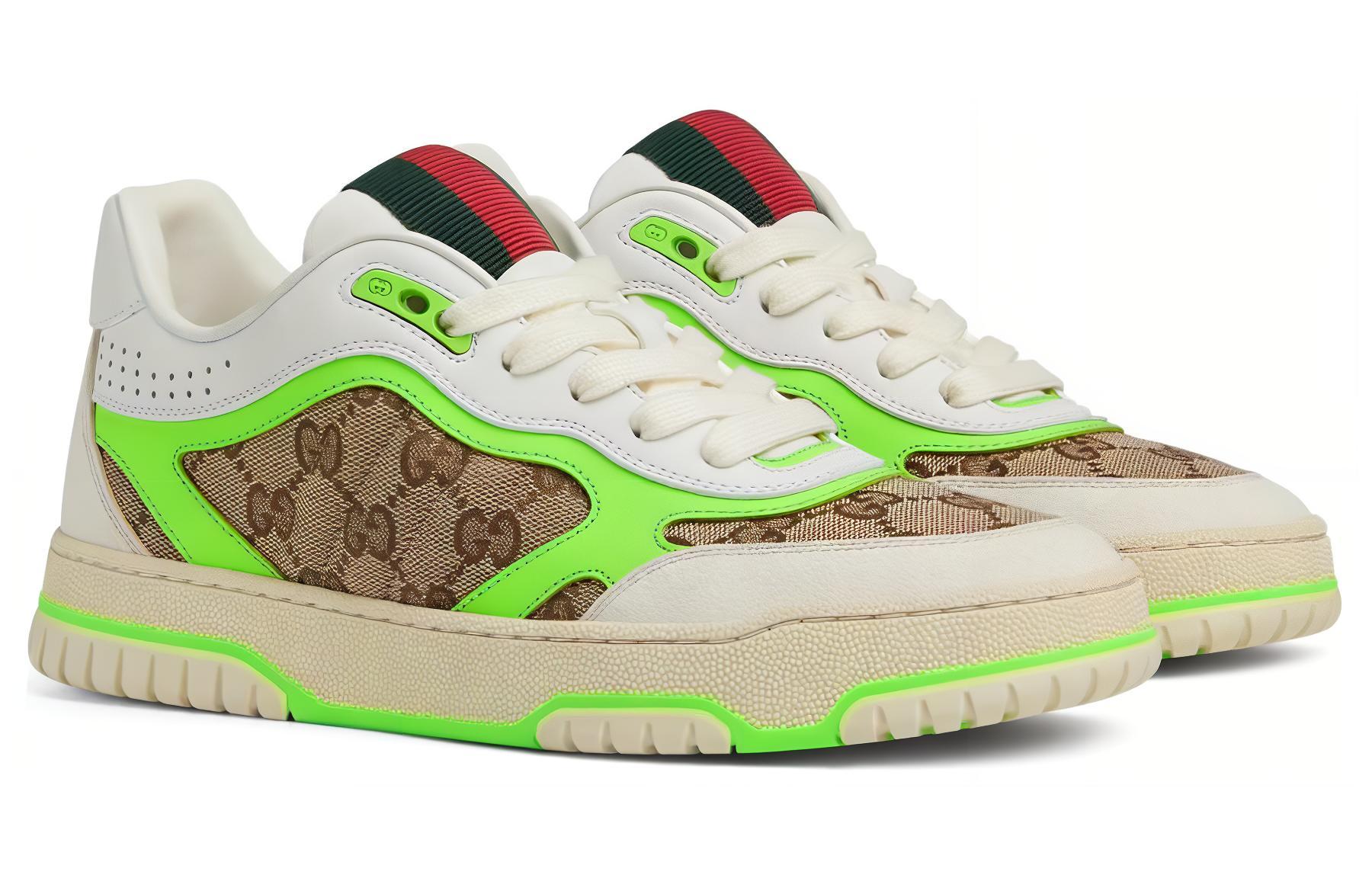 Женские кроссовки Re Web 'GG Canvas Beige Ebony Green' GUCCI, бежево-зеленые — фото 3