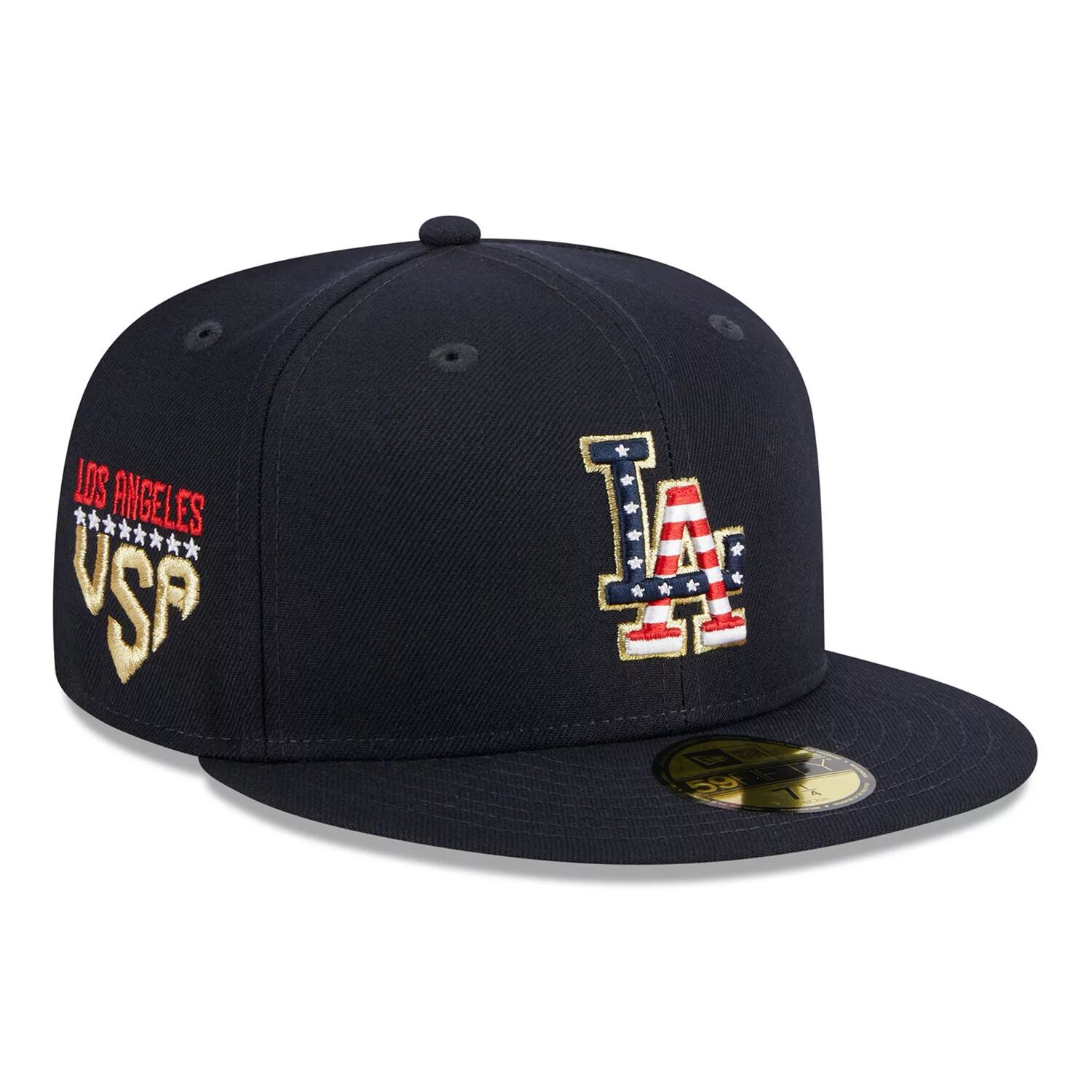 

Мужская шляпа New Era Navy Los Angeles Dodgers, четвертое июля 59FIFTY, 2023 г.