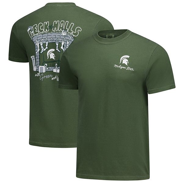 

Мужская зеленая футболка michigan state spartans deck the halls comfort colors Image One