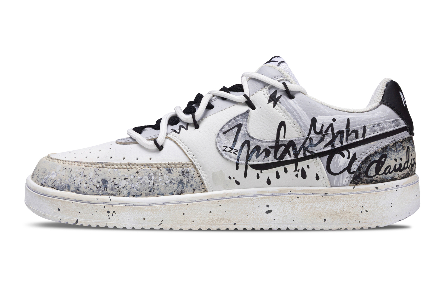 

Nike Court Vision 1 Smoky Ink Graffiti Abrasion Resistant Low top Skateboard Shoes Men's Gray