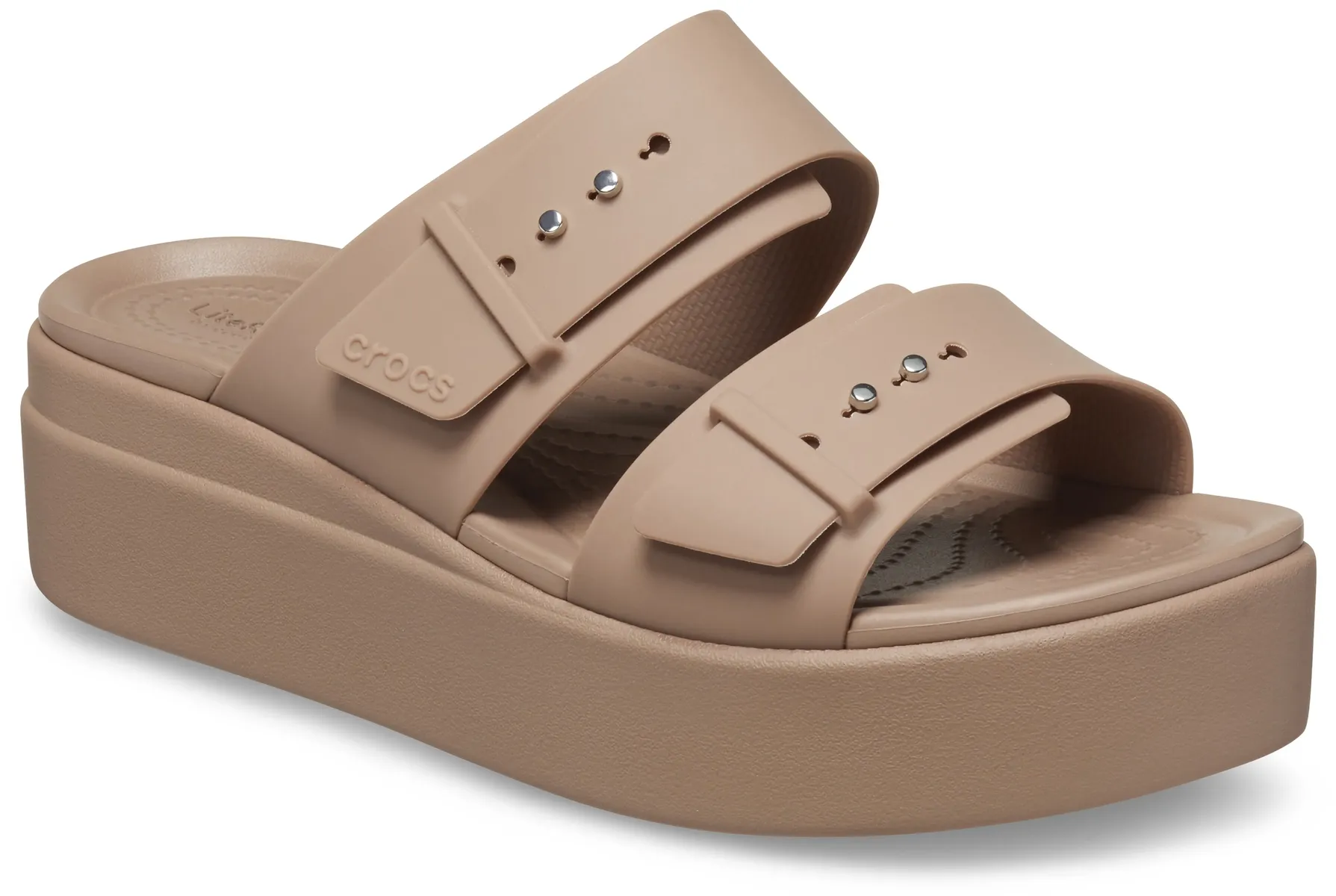 Мюли Crocs "Brooklyn Low Wedge", платформа, летняя обувь, тапочки с пряжкой, цвет Latte