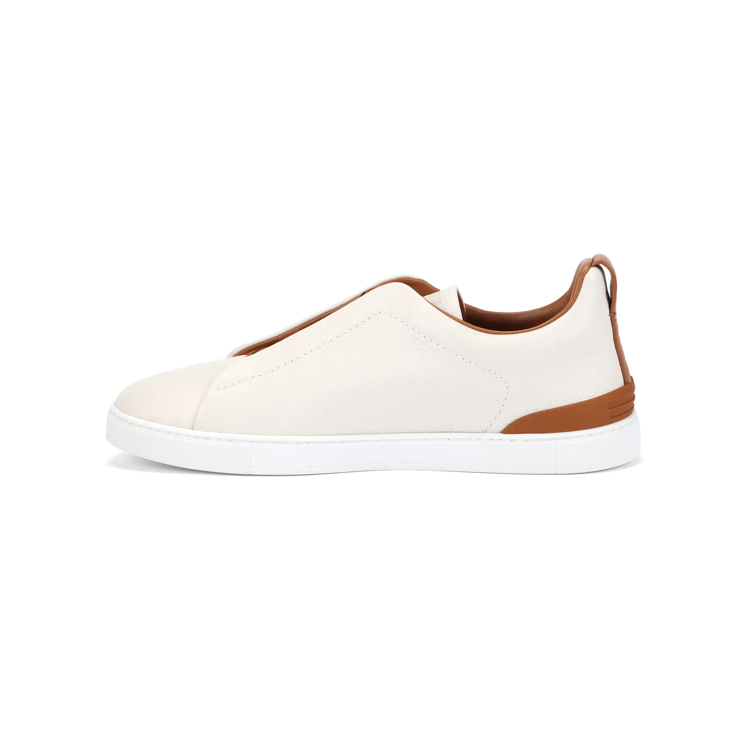 Ermenegildo Zegna Кроссовки Zegna Deerskin Triple Stitch Off White/Brown