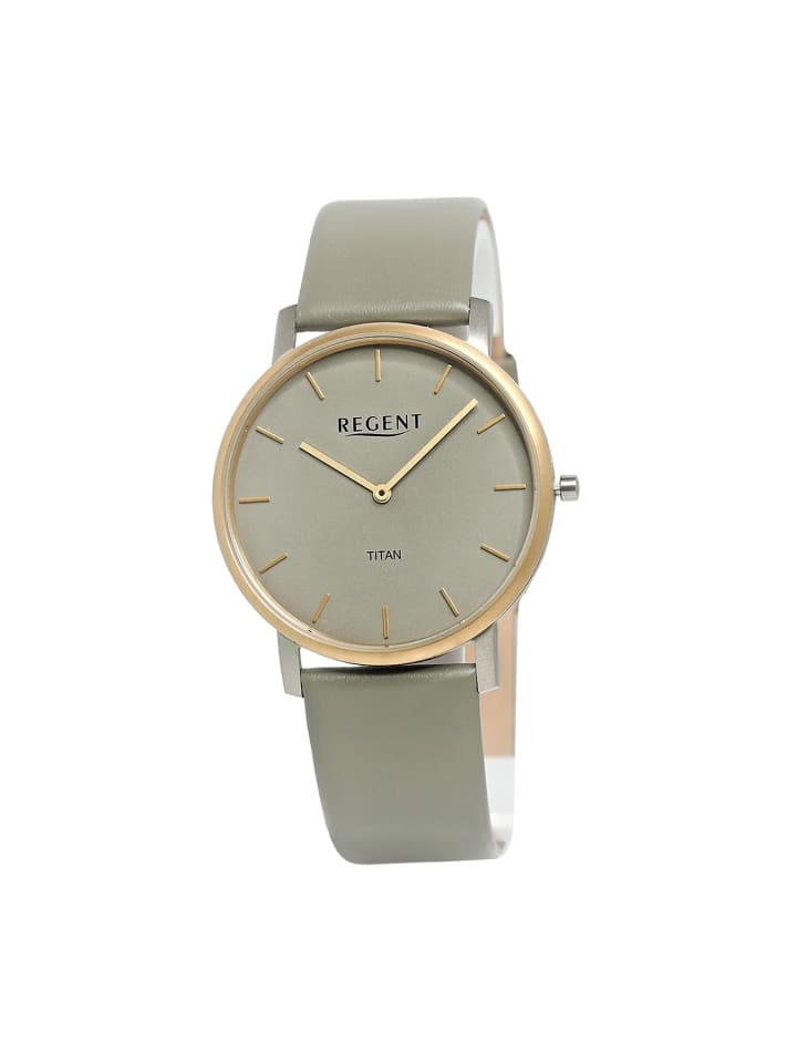 

Аналоговые наручные часы Regent, зелено-серые, средний размер (примерно 39 мм), кожаный ремешок