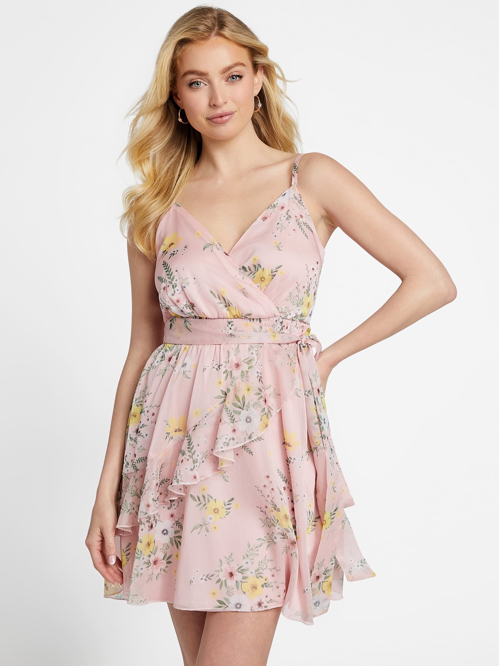 

Мини-платье Eco Maneka Guess Factory, цвет pink roses multi