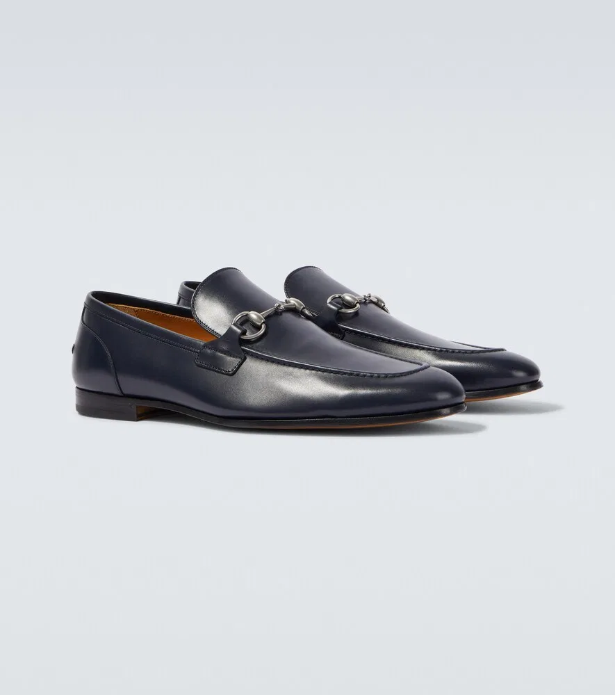 Кожаные лоферы Gucci Jordaan Horsebit, синий