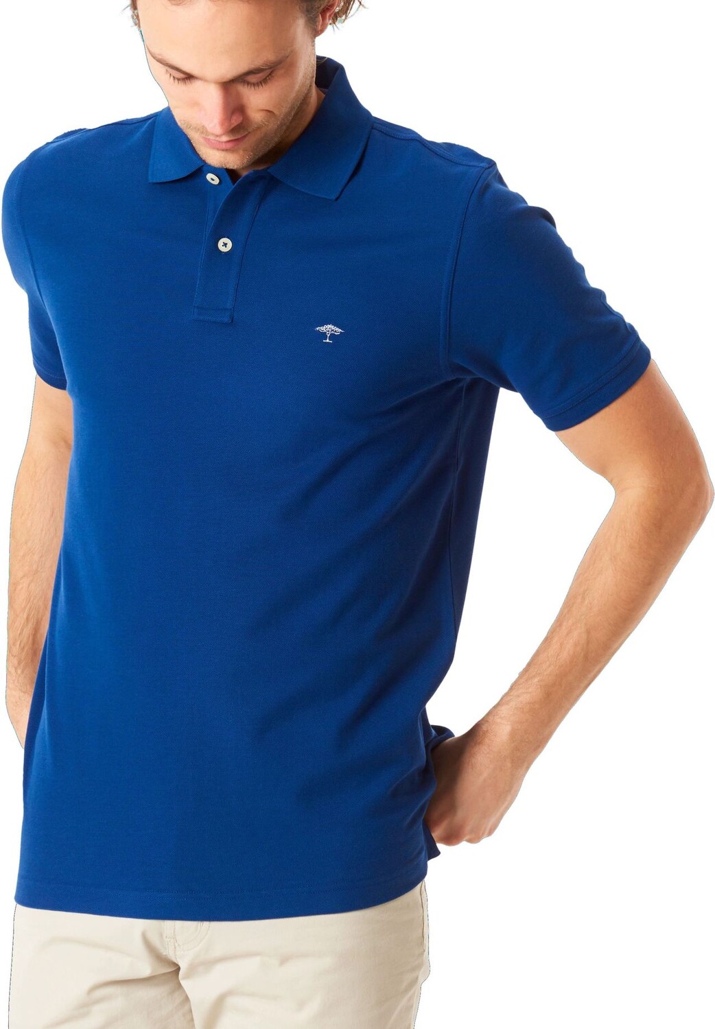 

Классическая мужская рубашка поло с коротким рукавом и вышивкой FYNCH-HATTON, темно-синий