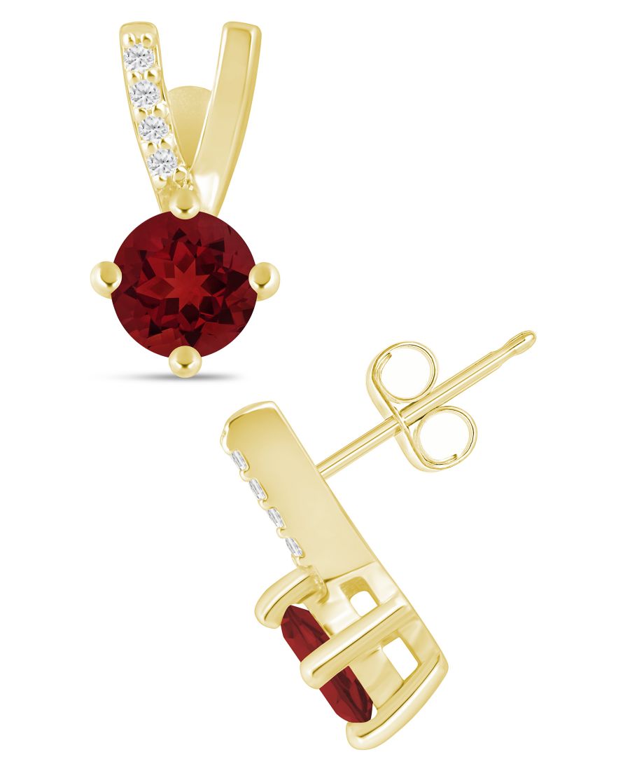 

Серьги с драгоценными камнями и бриллиантами (1/20 карата) в оправе из белого золота 10 карат (также доступны в оправе из желтого золота 10 карат) Macy's, Garnet White Gold