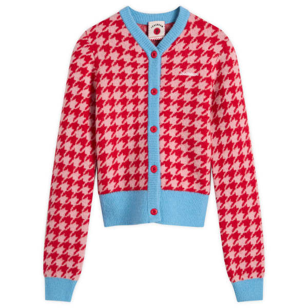 

Кардиган, связанный в клетку «гусиная лапка» Icecream, розовый