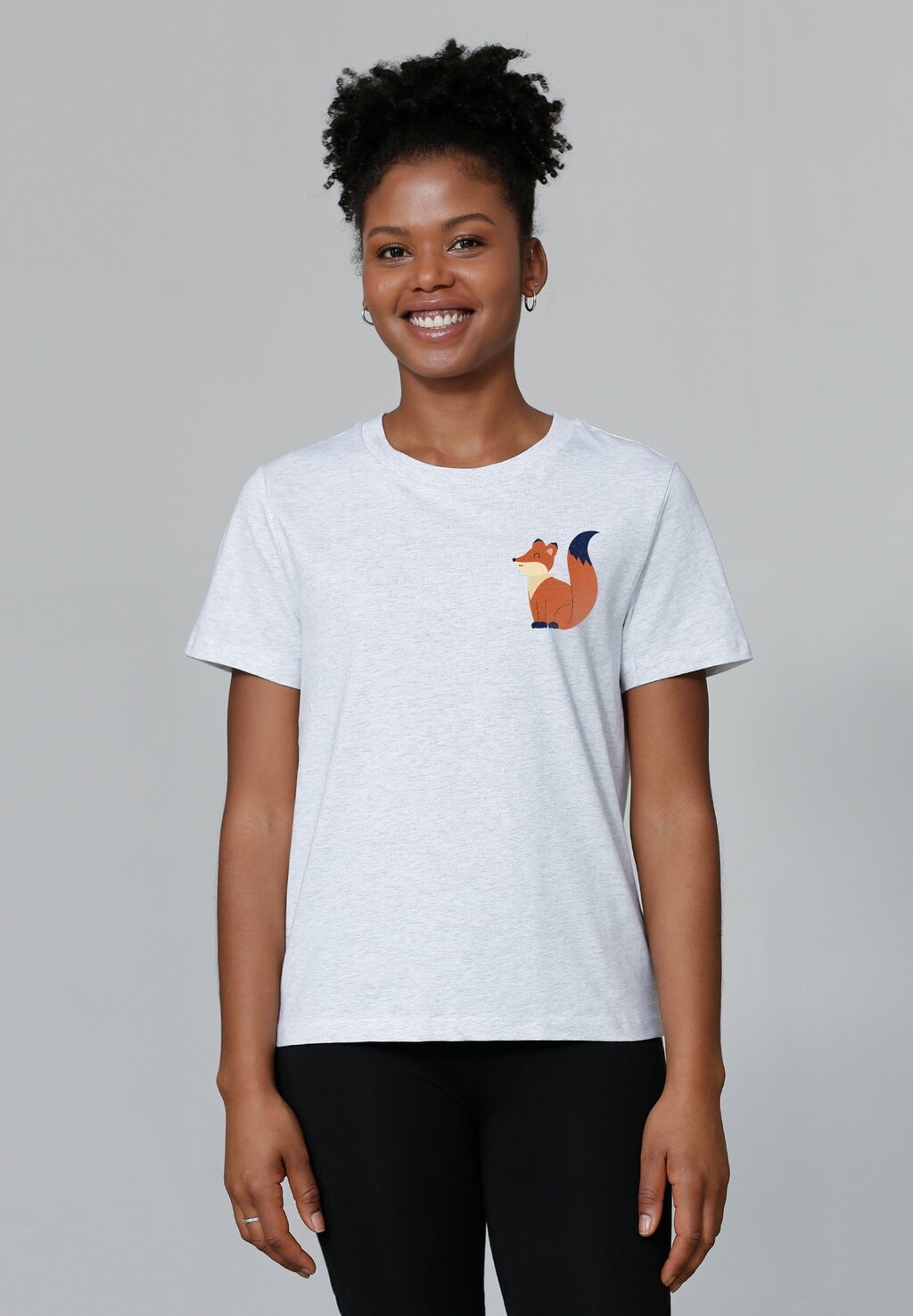 

Футболка с принтом CUTE FOX watapparel, цвет Mottled Light Grey