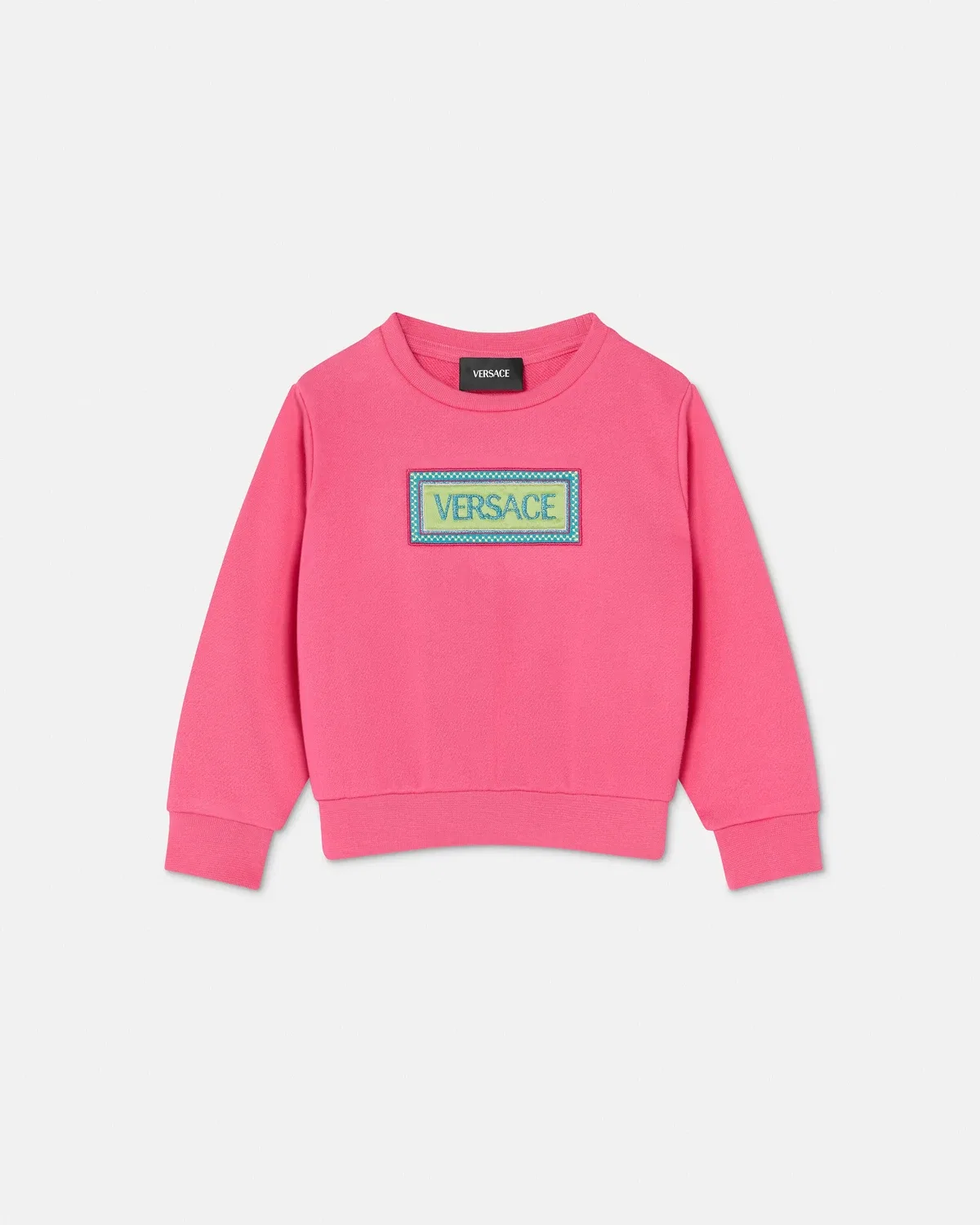 Детский хлопковый свитшот с вышивкой VERSACE, розовый