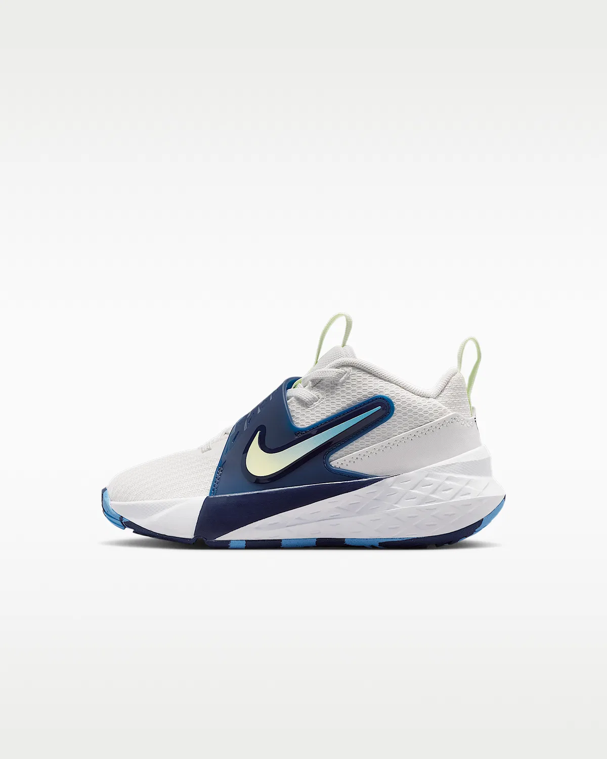 Детские кроссовки Nike Team Hustle D 12, Summit White/Midnight Navy/University Blue/Volt Tint