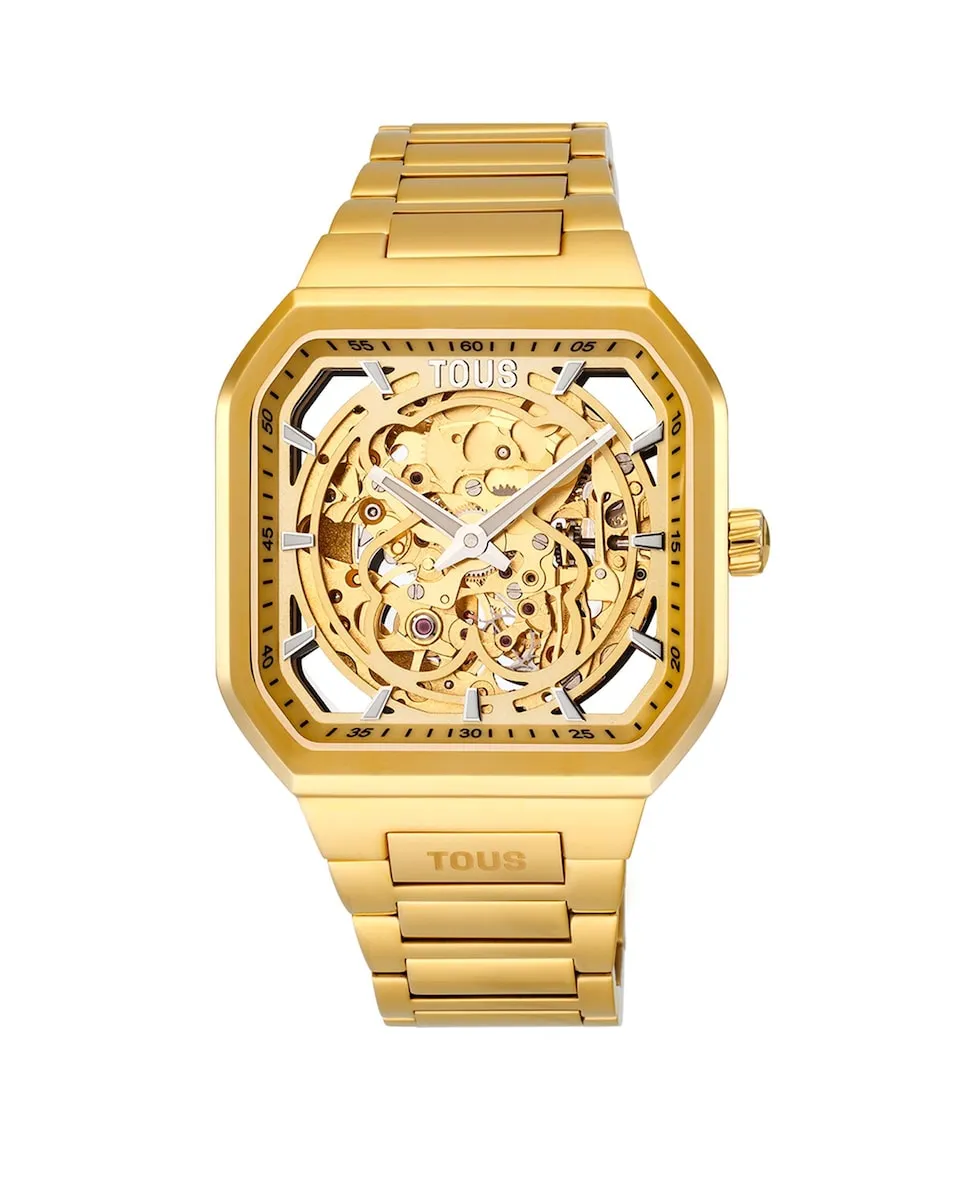 

Женские автоматические аналоговые часы D-Bear Now со стальным браслетом Tous, золото