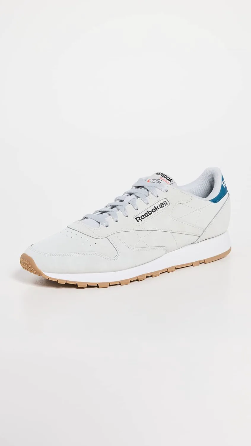 Reebok Классические кожаные кроссовки для взрослых, унисекс V1, серый/синий — фото 2