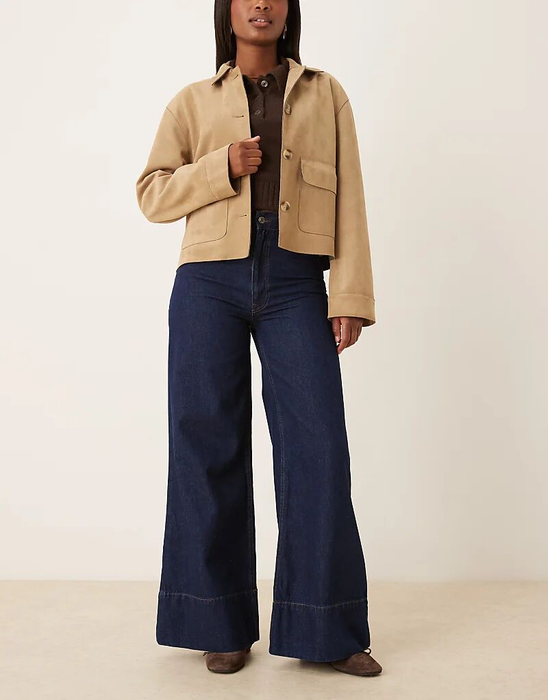 

Джинсы ASOS DESIGN с высокой талией и широкими штанинами, расклешенные, после стирки