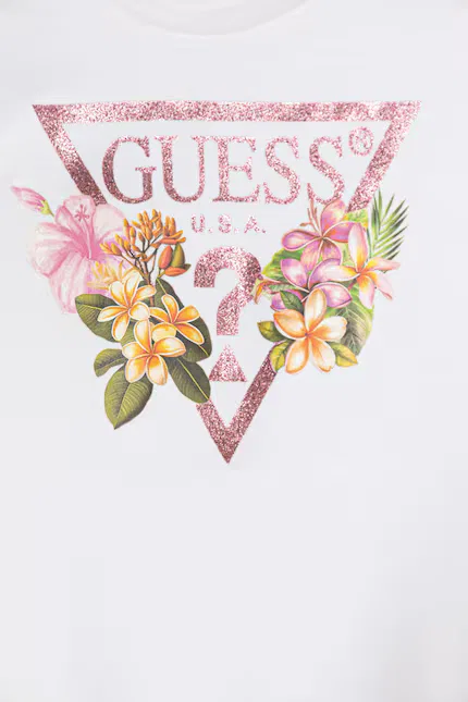 Платье хлопковое на бретелях Guess, белый — фото 3