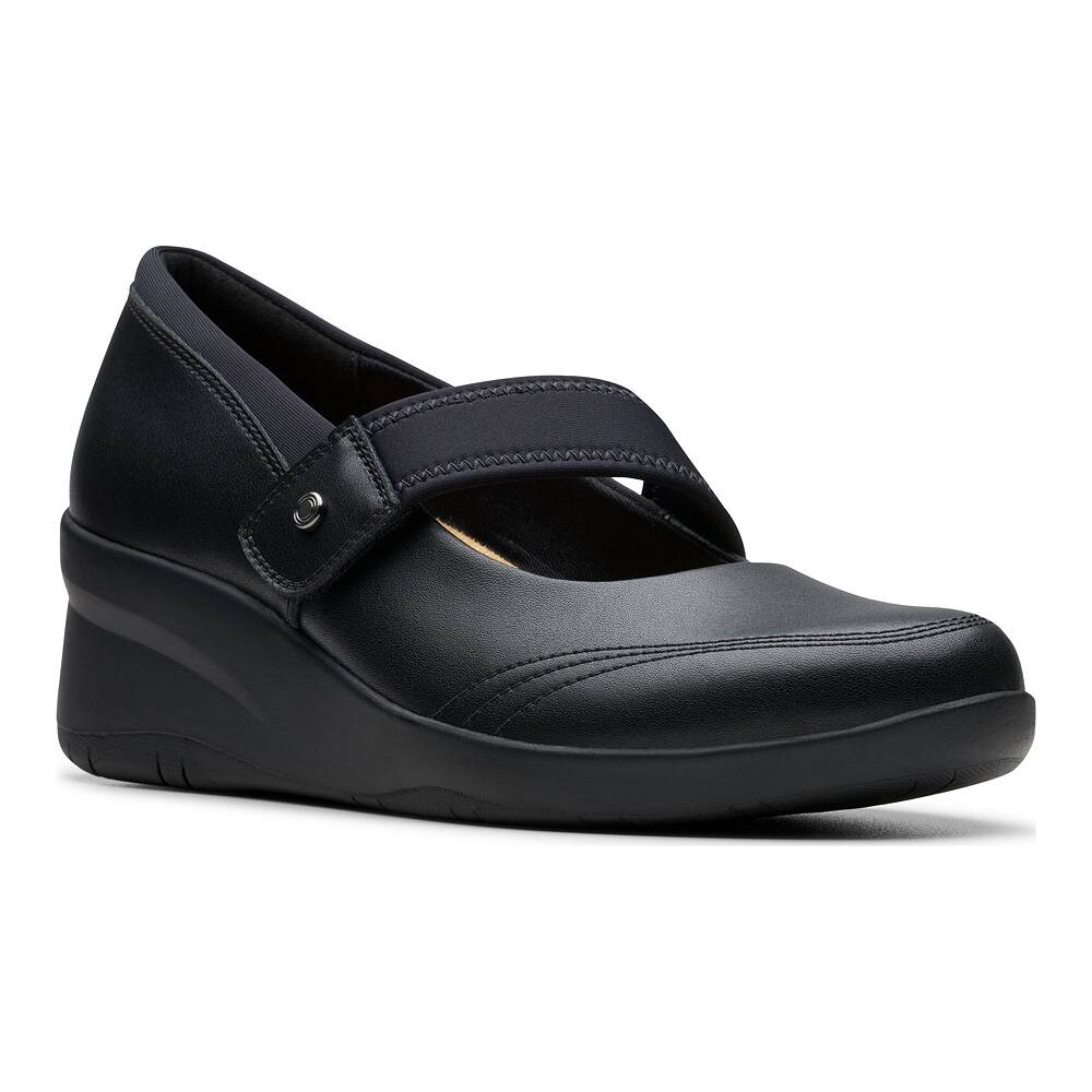 Clarks Suttyn May Женские кожаные туфли на танкетке Mary Jane, черный