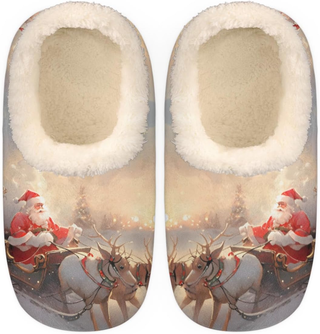 

Рождественские тапочки с оленем Санты для женщин и мужчин, зимние домашние тапочки-сапожки с елочной тематикой, теплые пушистые на мемори-пене, легкие уютные, с антискользящей подошвой и закрытой пяткой, размер M Bardic, Multicolor