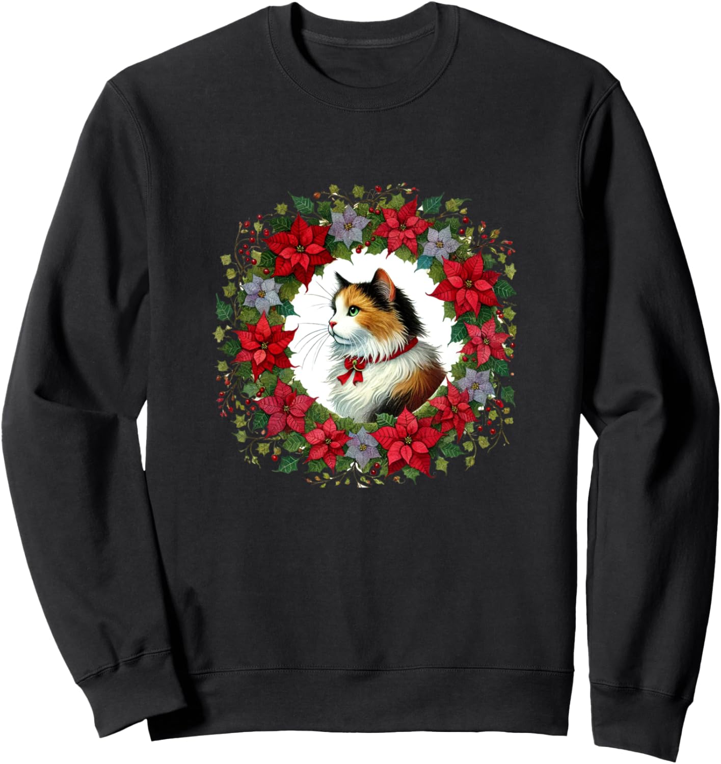 

Праздничная рождественская толстовка с изображением кошки калико Cat Snugg, черный