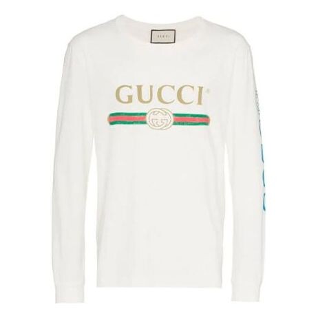 

Футболка classic double g logo belt pattern long sleeves white Gucci, белый